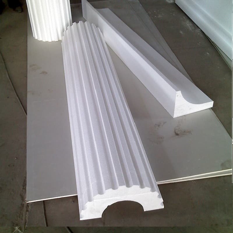 EPS foam roman column sample cut by CNC foam cutter, precise carving for building exterior decoration
