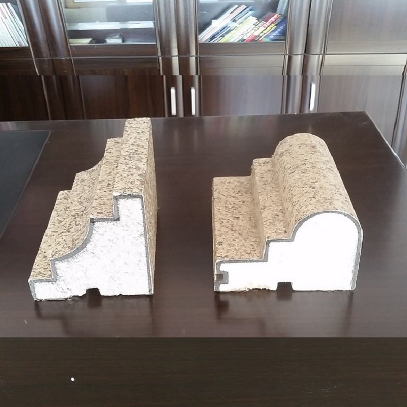 EPS cornice line sample with finished mortar coating processed by high efficiency EPS foam coating machine for building exterior decoration