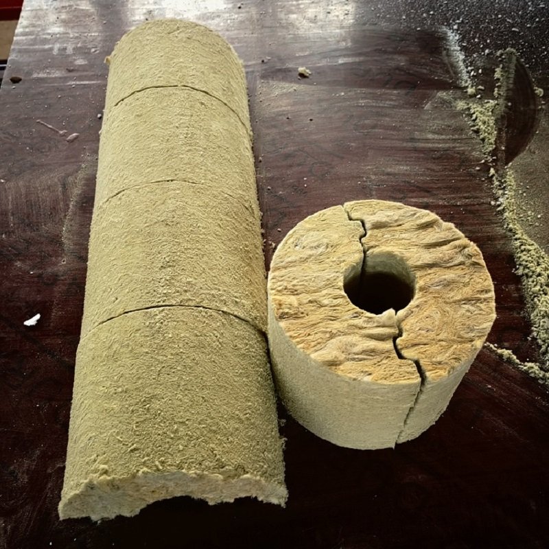 Rock wool insulation tube sample cut by CNC rock wool PU foam cutting machine for thermal insulation projects