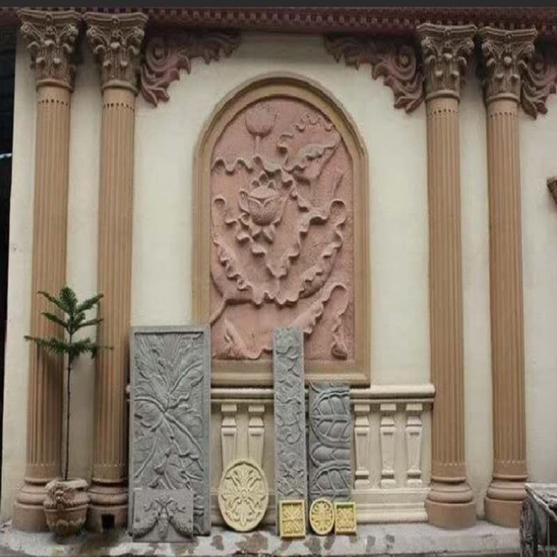 Natural stone relief Roman column sample carved by engraving machine for building exterior facade decoration
